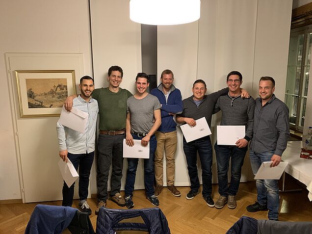 Matthieu Lanz, Davide Randone, Manuel Marty, Michael Mangold, Matthias Kunz, David Barras, Roman Steudler. Guillaume Rochat ne figure pas sur la photo.